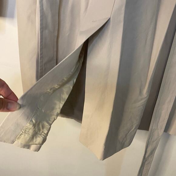 Loft Tan Long Button Up Lightweight Trench Coat Classic Work Size 4 - Picture 13 of 14